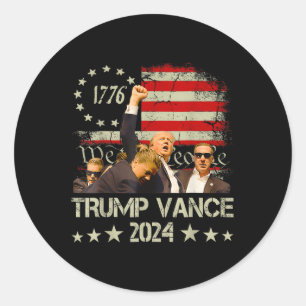 Pegatina Redonda Trump Vance 2024 Apoyando a Trump Re-elec