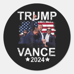Pegatina Redonda Trump Vance 2024 Apoyando a Trump Re-elec