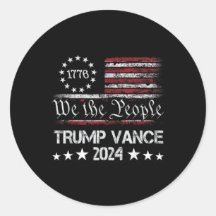 Pegatina Redonda Trump Vance 2024 Apoyando a Trump Re-elec