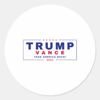 Pegatina Redonda Trump Vance 2024 Donald Trump J.d. Vance Take Amer