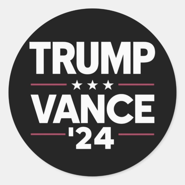 Pegatina Redonda Trump Vance 2024 para las elecciones presidenciale (Anverso)