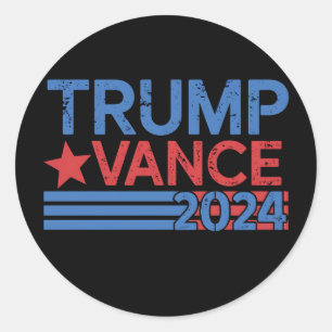 Pegatina Redonda Trump Vance 2024 Presidente 47 USA Vintage