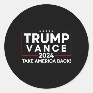 Pegatina Redonda Trump Vance 2024 Recuperar la vicepresidencia de E