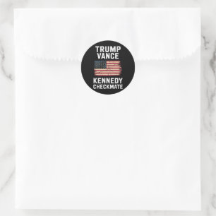 Pegatina Redonda Trump Vance 2024 Trump Vance Kennedy Jaque Mate