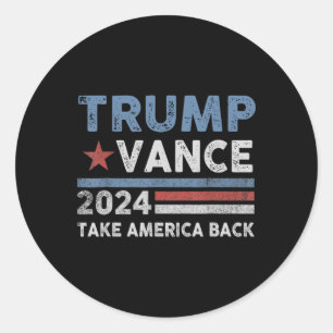 Pegatina Redonda Trump Vance 2025 Donald Trump J.d. Vance Toma Amer