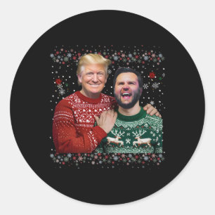 Pegatina Redonda Trump Vance Brothers graciosos Navidades feos