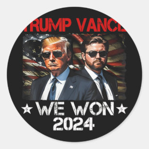Pegatina Redonda Trump Vance Ganamos Inauguración Día 2025 47