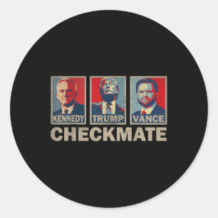 Pegatina Redonda Trump Vance Kennedy Checkmate 2024