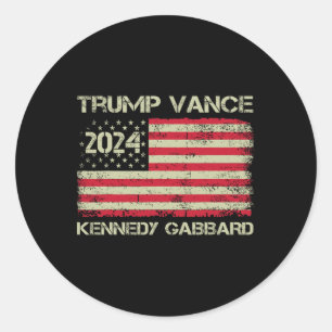 Pegatina Redonda Trump Vance Kennedy Gabbyrd Jaque Mate Toma Améric