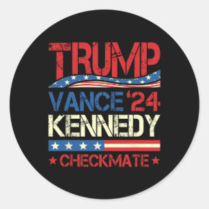 Pegatina Redonda Trump Vance Kennedy Jaque Mate 2025 Elección Repub