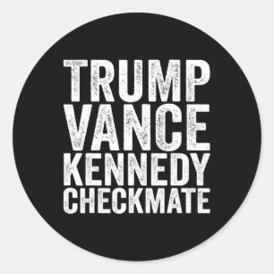 Pegatina Redonda Trump Vance Kennedy Jaque Mate 2025 Pres República