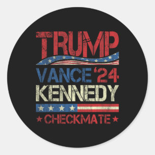 Pegatina Redonda Trump Vance Kennedy Jaque Mate Elección Republican