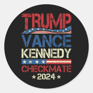 Pegatina Redonda Trump Vance Kennedy Jaque Mate Elección Republican