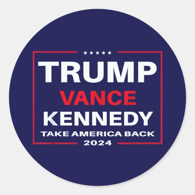 Pegatina Redonda Trump Vance Kennedy vuelve a hacer azul a Estados  (Anverso)