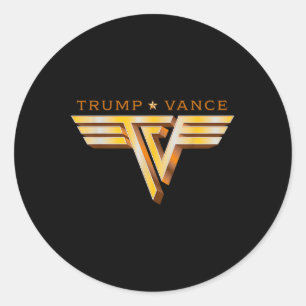 Pegatina Redonda Trump Vance Tv Rocker Gold Logotipo Vintage Trump