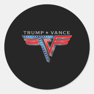 Pegatina Redonda Trump Vance Tv Rocker Logo Vintage Trump Vance 202
