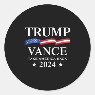 Pegatina Redonda Trump Vance vuelve a Estados Unidos en 2024