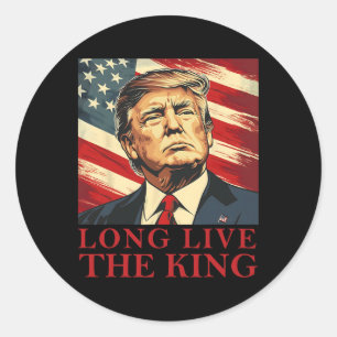 Pegatina Redonda Trump Viva El Rey Patriótico Americano