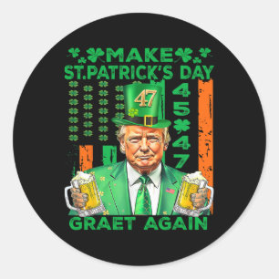 Pegatina Redonda Trump vuelve a hacer del Día de San Patricio una g
