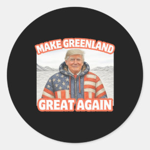Pegatina Redonda Trump vuelve a hacer grande a Groenlandia bandera 