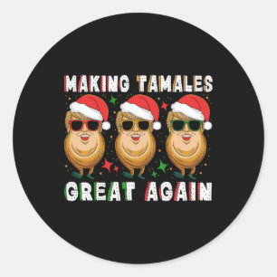Pegatina Redonda Trump vuelve a hacer grande a Tamale Navidad en mé