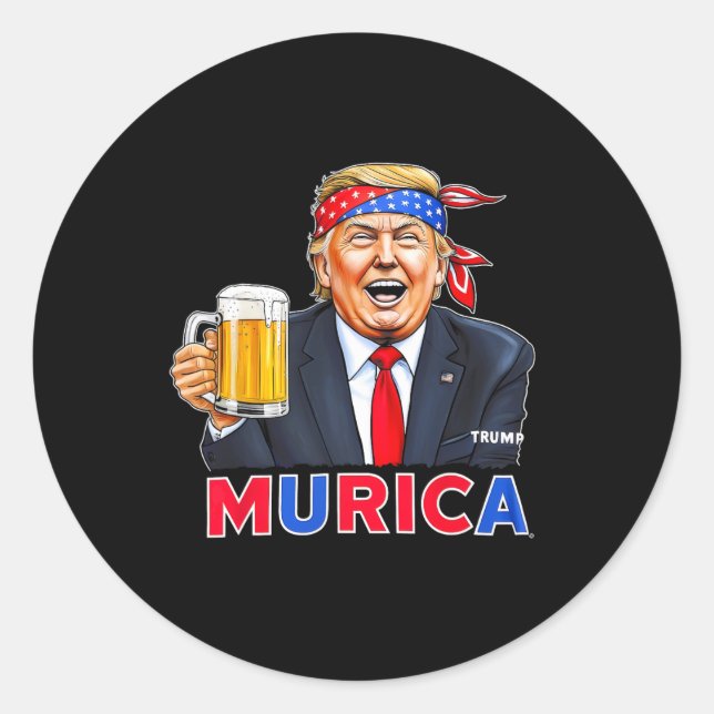 Pegatina Redonda Trump Vuelve A Hacer Grande El 4 De Julio Que Bebe (Anverso)