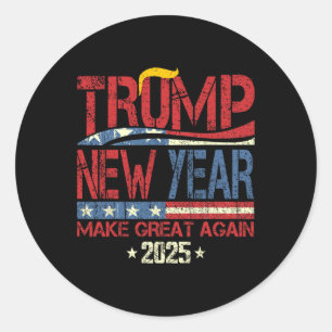 Pegatina Redonda Trump vuelve a hacer grande el año nuevo feliz Año