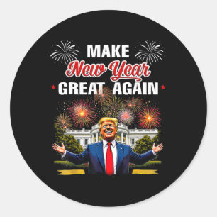 Pegatina Redonda Trump vuelve a hacer grande el año nuevo feliz Año