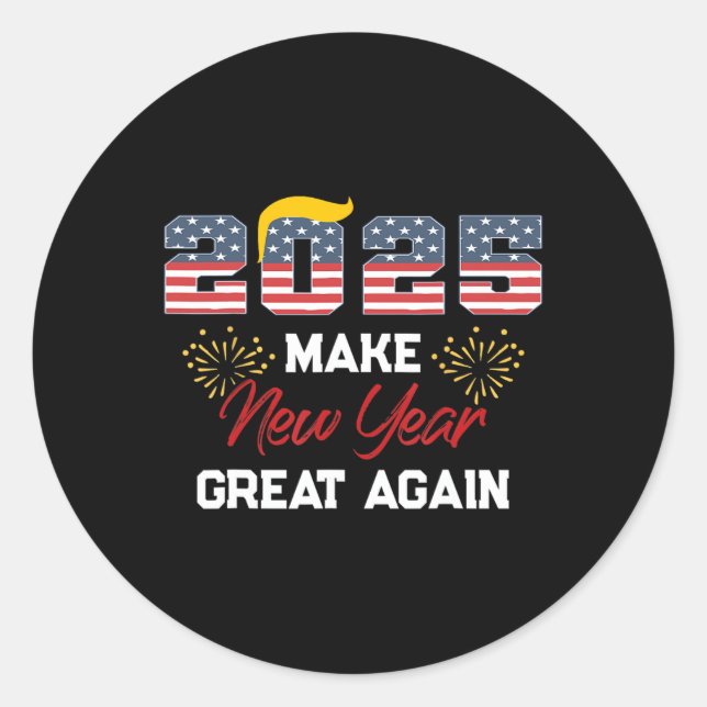 Pegatina Redonda Trump vuelve a hacer grande el año nuevo feliz Año (Anverso)