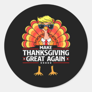 Pegatina Redonda Trump vuelve a hacer grande el día de Acción de Gr