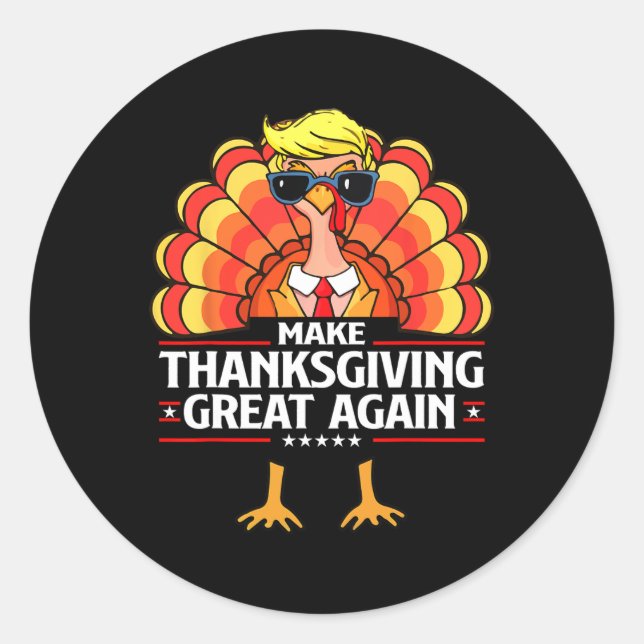 Pegatina Redonda Trump vuelve a hacer grande el día de Acción de Gr (Anverso)