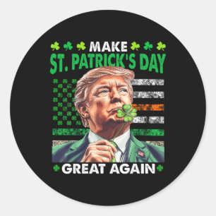 Pegatina Redonda Trump Vuelve a Hacer Grande el Día de San Patricio