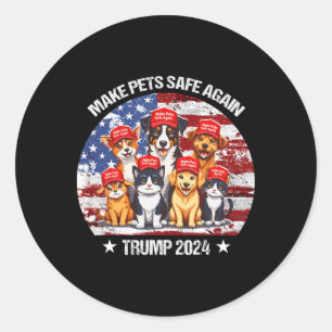 Pegatina Redonda Trump Vuelve a Hacer Seguros a los Animales de Est