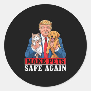 Pegatina Redonda Trump Vuelve a Hacer Seguros a los Animales Domést