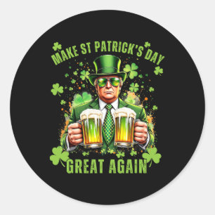 Pegatina Redonda Trump vuelve a ser gracioso el día de San Patricio