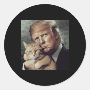Pegatina Redonda Trump Y Cat - Meme divertido del gato Trump