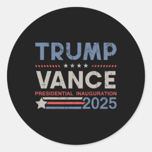 Pegatina Redonda Trump y Vance Presidente Día de Inauguración 2025 