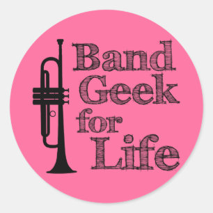 Pegatina Redonda Trumpet Band Geek