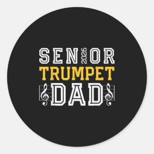 Pegatina Redonda Trumpet Dad, retro senior, 2026