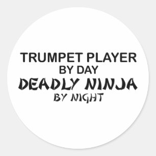 Pegatina Redonda Trumpet mortal Ninja por noche