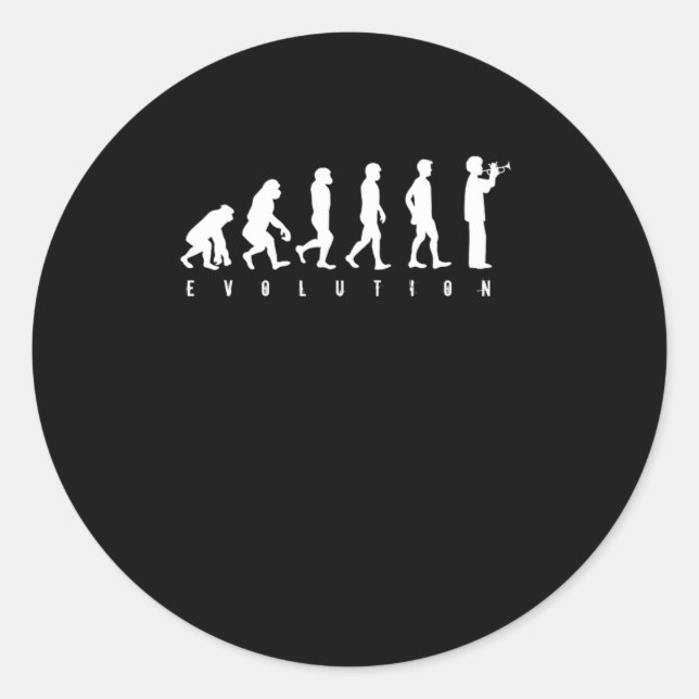 Pegatina Redonda Trumpet Music Notes Musical Instrument Musician Ev (Anverso)