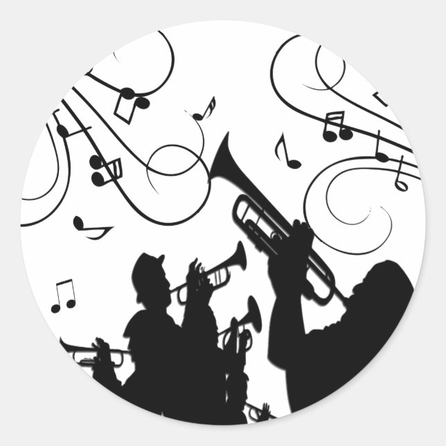 Pegatina Redonda Trumpet Section Jazz Music (Anverso)