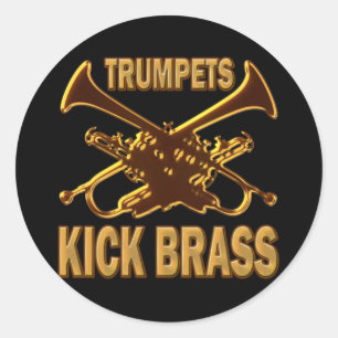 PEGATINA REDONDA TRUMPETS KICK BRASS