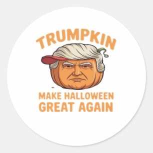 Pegatina Redonda Trumpkin de Halloween: Cita parodia temeraria para