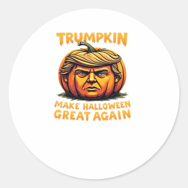 Pegatina Redonda Trumpkin de Halloween vuelve a hacer grande a Hall (Anverso)