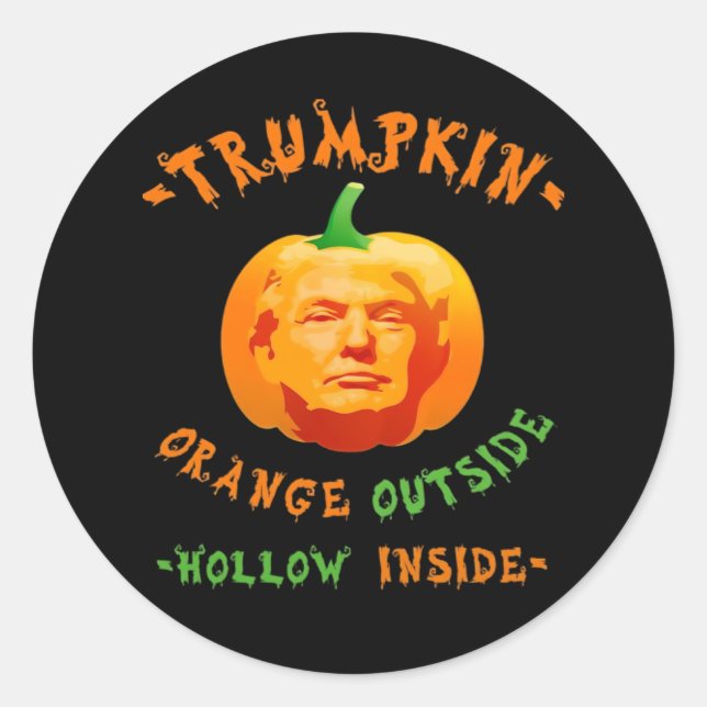 Pegatina Redonda Trumpkin Funny Halloween Classic (Anverso)