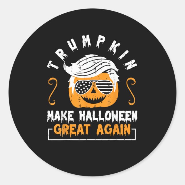 Pegatina Redonda Trumpkin hace que Halloween sea grande otra vez ca (Anverso)