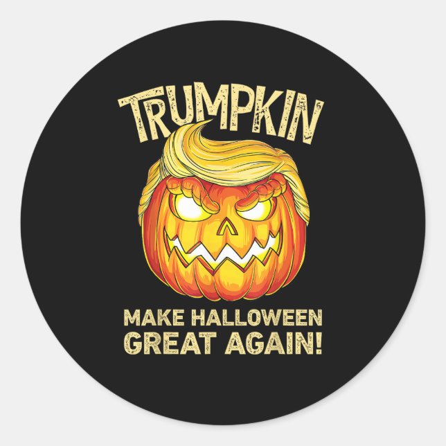 Pegatina Redonda Trumpkin hace que Halloween sea grande otra vez ca (Anverso)