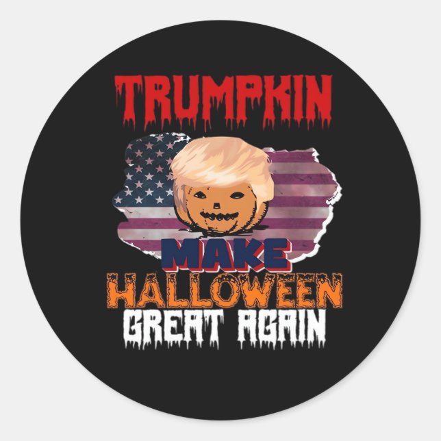 Pegatina Redonda Trumpkin Halloween Classic (Anverso)