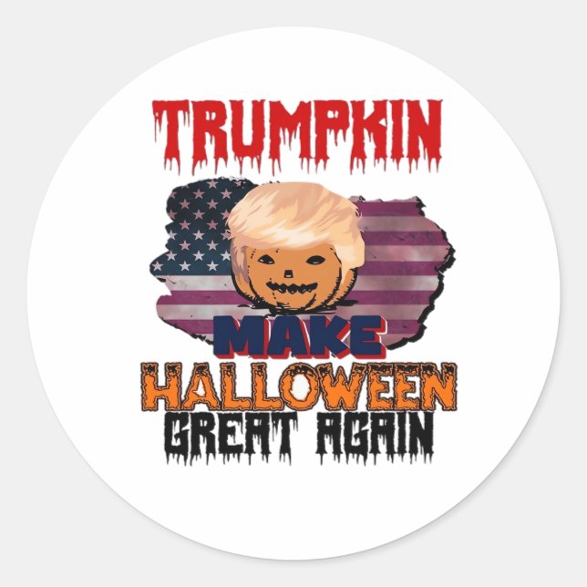 Pegatina Redonda Trumpkin Halloween Classic (Anverso)